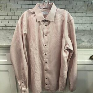 Eton Shirt Mens 18.5 47 Pink Contemporary Button Down Long Sleeve Geometric